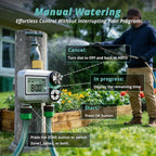 QUOBAS Brass Sprinkler Timer, Programmable Water Hose Timer for Garden Hose Faucet with Waterproof LCD Screen, Rain Delay/Manual/Automatic Irrigation Watering System for Garden, Lawn, Yard - 2 Zone
