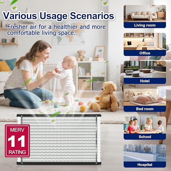 2-Pack 210 Air Filter Replacement Compatible with AprilAire Whole House Air Purifiers,Models 1210, 1620, 2210, 2216, 3210, 4200, MERV 11, Size: 20x25x4 Pleated HVAC AC Furnace Filter