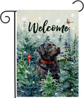 Welcome Winter Garden Flags Black Lab Garden Flag Cardinal Birds on Snowy Pine Tree Flag Labrador Dog Yard Flags for Outside 12x18 Double Sided Christmas Decorative Lawn Flags