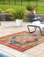Unique Loom Outdoor Traditional Collection Area Rug - Limon (5' 3" Square Multi/Red)