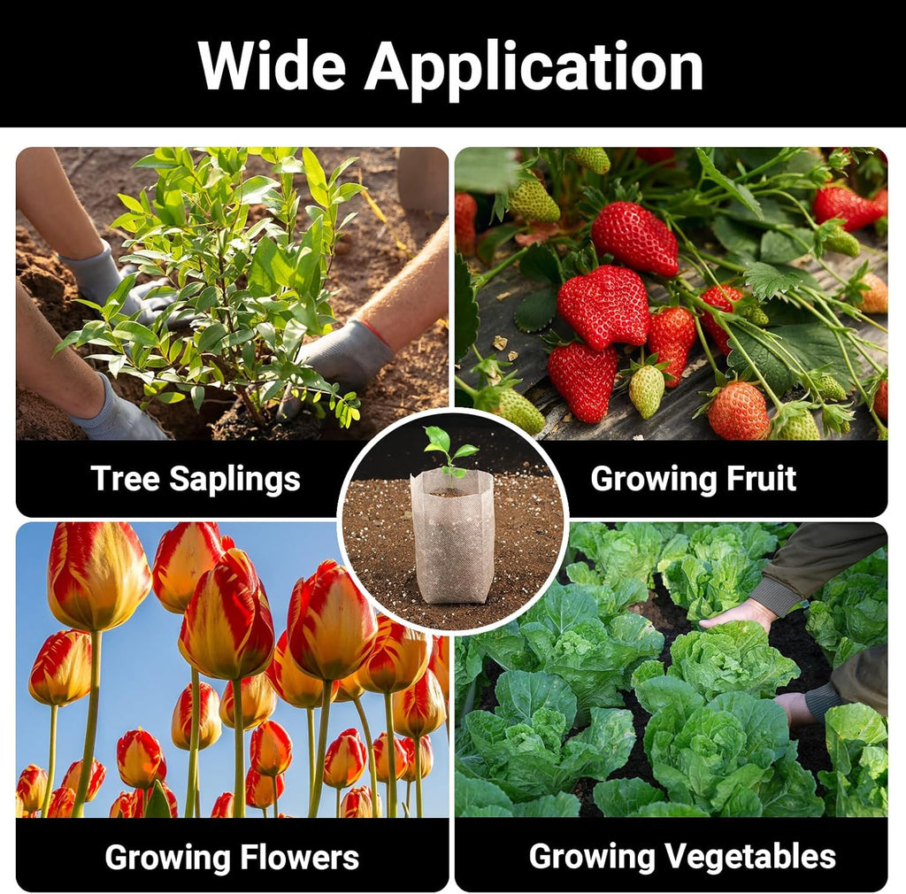 Plant Grow Bags, 200pcs Plant Nursery Bag 5.5 x6.3 inches, Fabric Seedling Pots Plant Pots for Potato, Flower, Tomato Plant Starts & Clones, Home Gardening Supply