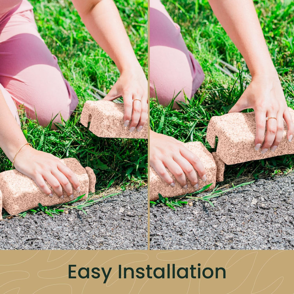 Beuta Landscape Edging | Garden Edging Border | Faux Stone Bricks for Lawn edging, Flower beds, Pathways & Yard Edging– 10 Packs | Each Section Has 6 Bricks 48"L x 4"W x 2.25"H | 30 Spikes |Sandstone
