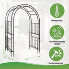 7FT Black Garden Arbor Trellis, Outdoor Metal Garden Arch for Climbing Plants Flowers Vines, Metal Lightweight Wedding Decoration Frame Archway for Lawn Bridal Party Ceremony Holiday Event
