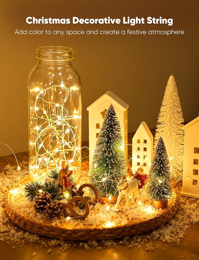 Minetom 12 Pack Fairy Lights Battery Operated String Lights, 8 Modes & Timer, 7ft 20LED Waterproof Silver Wire Twinkle Lights, Firefly Starry Moon Lights for Mason Jars DIY Christmas Wedding Party
