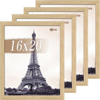 VCK 16x20 Picture Frame Set of 4 - Oak, Gallery-Quality Wood Poster Frames, 1.1-Inch Wide Border, Polished Plexiglass, Vertical or Horizontal Wall Display for Photo/Art/Prints, Natural Oak