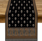 Vintage Paisley Table Runner, Boho Brown Black Flowers Leaves Print Table Runner for Home Dining Kitchen Table Party Wedding Decor, 13x90inch