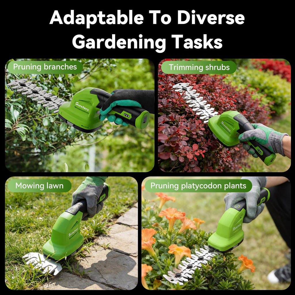 2 in 1 Hedge Trimmer Cordless, 7.2V Electric Grass Cutter Hedge Shears, Handheld Shrub Bush Trimmer, Lightweight Grass Shears, Rechargeable Yard Tool Battery & Type-C Cable, Gift for Men, Dad, Husband