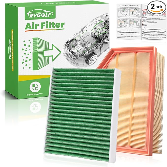 Engine+Cabin Air Filters Set Fit for Jeep Wrangler 2018-2025 2026, Jeep Gladiator 2020-2025 2026 Engine Air Filter Replacement AC Air Filter Kit Automotive Accessories# 68257030AA 68301863AA