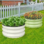Pattiumo Galvanized Raised Garden Bed 2pcs 2×2×1 FT, Round Metal Raised Garden Bed Outdoor Planter Box with Open Bottom, Rust-Resistant Steel Garden Bed for Vegetables Herbs Flowers, Easy Assembly