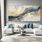 SDYA Large Abstract Canvas Wall Art Gold Decoration Blue Painting for Living Room Bedroom Kitchen Home Office 29x58 Inch