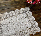 Cotton Handmade Crochet lace Table Runners Rectangular Tablecloth Doilies Doily Table Dresser Scarf Décor,19x31Inch,White