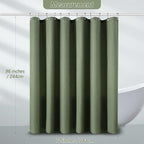 Extra Long Sage Green Bathroom Decor Waffle Shower Curtain 96 Inches 256GSM Heavy Duty Shower Curtain Set, Hotel Quality Water Repellent Modern Shower Curtains with 12 Hooks,72Wx96H