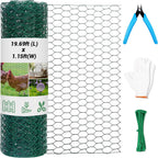 Chicken Wire Fence for Craft,13.78 x 236 Inch Lightweight Galvanized Hexagonal Chicken Wire Netting, Chicken Wire Mesh for Garden Poultry, Floral Chicken Wire Fencing with Gloves, Wire Ties and Plier