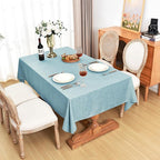 Fitable Faux Linen Tablecloths Rectangle 60 x 120 Inch - 2 Pack Waterproof Table Clothes for 8 Foot Tables, Turquoise Flax Look Kitchen Table Covers for Farmhouse, Dining, Party, Banquet, Buffet