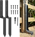 Fence Post Repair Kit - Quick Fix Broken/Leaning 4x4/6x6 Wood Posts Support with One-Piece Steel Anchor & Stakes (Thickened 11-Gauge, 2-Pack)