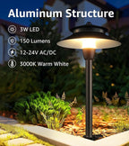SUNVIE 3W Low Voltage Pathway Lights Wired Landscape Path Lights Outdoor Low Voltage Landscape Lighting 3000k Waterproof LED Landscape Lights with Connector for Garden Walkway, 4 Pack