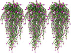 RECUTMS Artificial Fake Hanging Eucalyptus Plants Vine Hanging Plant Outdoor UV Resistant Plastic Plants Artificial Greenery for Bedroom Wall Decor Wedding Party Room Aesthetic Stuff(Fuchsia)