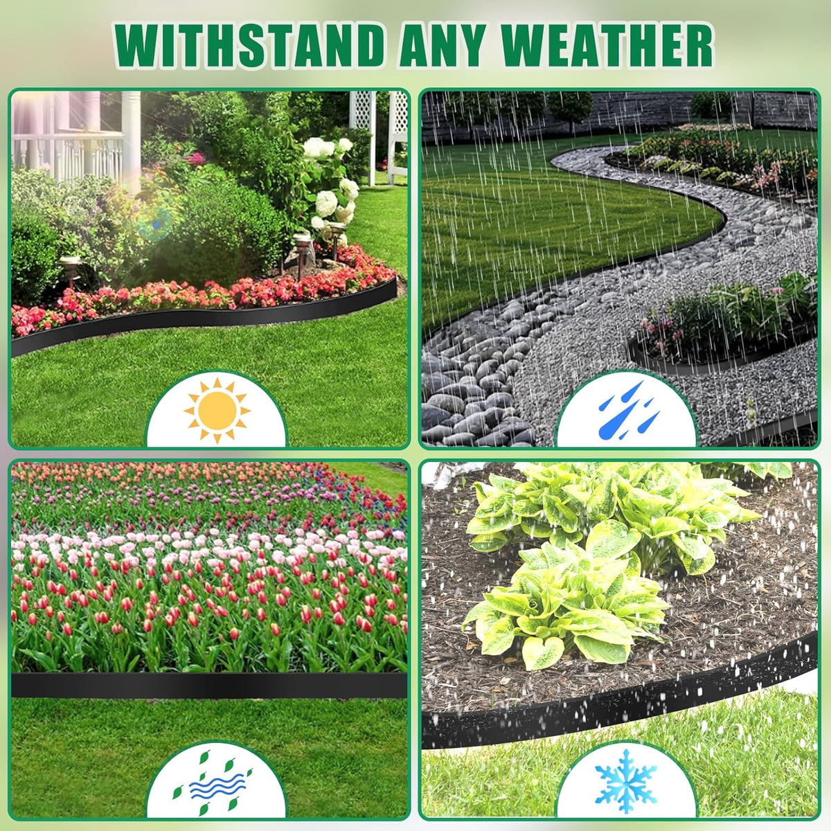 Landscape Edging - 2” x 80’ Garden Edging Border with 90 Stakes, 0.15" Thick No Dig Lawn Edging for Landscaping for Garden Bed, Yard, Flower Bed Border Edging with Connector for Outdoor