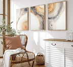 3 Pcs Beige Tree Rings Canvas Wall Art Modern Neutral Abstract Geome Nature Tree Ring Paintings Pictures Wall Decor Poster Print Artwork for Living Room Bedroom Office Home Decoration Unframed