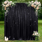 SquarePie Sequin Backdrop Less Transparent Background Sparkly Curtain for Wedding Halloween Party 6FT x 6FT Black