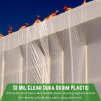 Farm Plastic Supply - Dura Skrim String Reinforced Clear Plastic Sheeting - 10 Mil - (12' x 50') - Reinforced Poly Film Tear Resistant, Weatherproof, Vapor Barrier Polyethylene Roll for Construction