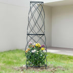 35-Inch Metal Garden Obelisk Trellis for Indoor & Outdoor Plants – Durable, Weather-Resistant Support for Climbing Vines, Roses, and Flowering Bushes – Decorative Potted Plant Structure