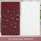 3 in 1 Shower Curtain Set, Burgundy Waffle Shower Curtain and PEVA Liner Set with 12 Stainless Steel Shower Curtain Hooks, Waterproof Fabric Shower Curtains for Bathroom, 72 W x 72 H