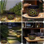 Solar Lanterns Waterproof Outdoor - 2 Pack Hollow Out Retro Metal Solar Lights, Unique Gardening Gifts for Women Mom, Outside Garden Yard Porch Lawn Indoor Tabletop Decorations