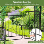S AFSTAR 87-Inche Garden Arbor with Gate & Side Planter Box, Metal Garden Arch with Lockable Gate, Arched Top Arbour, Heavy-Duty Arched Trellis Archway for Climbing Plants Grape Vines Wedding Ceremony