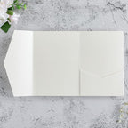 20 PCS Ivory Tri-fold Laser Cut Wedding Invitation Pockets for 5x7 Wedding Cards Bridal Shower Engagement Quinceanera Invitation