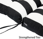 Magpie Fabrics Indoor Outdoor Tufted High Back Chair Cushion Set of 2, Waterproof All-Weather Deep Seating Rocking Chair Patio Chaise Lounge Sun Lounger Chair Cushions (Black White)