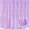 5 Pack Purple Foil Curtain Backdrop 3.2ft x 8.2ft Tinsel Foil Fringe Curtains Macaron Photo Booth Streamer Backdrop for Party Decorations Birthday Baby Shower Bachelorette Holiday (Pastel Purple)