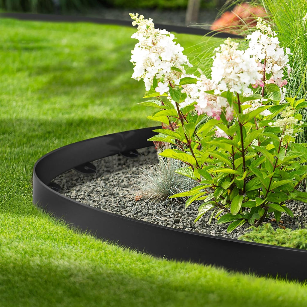 Landscape Edging, 1.5" x 100' Plastic Garden Edging with 120 Pcs Metal Spikes, Flexible Garden Border for Lawn, Landscaping, Flower Beds