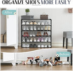 TY ARTS & CULTURE 2 Pack 6-Tiers Shoe Rack Organizer, Sturdy Metal Pipes & Durable Non-Woven Fabric, Space Saving Tall Shoe Shelf Hold 48-60airs, Shoe Rack for Entryway (Black)