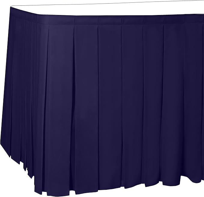 Ultimate Textile Pleat Polyester Fabric Table Skirt - Machine Washable Flame Resistant with Clips for Events, Weddings & Trade Shows, Cut & Sewn in Paterson, NJ - Purple, 17' Box Pleat