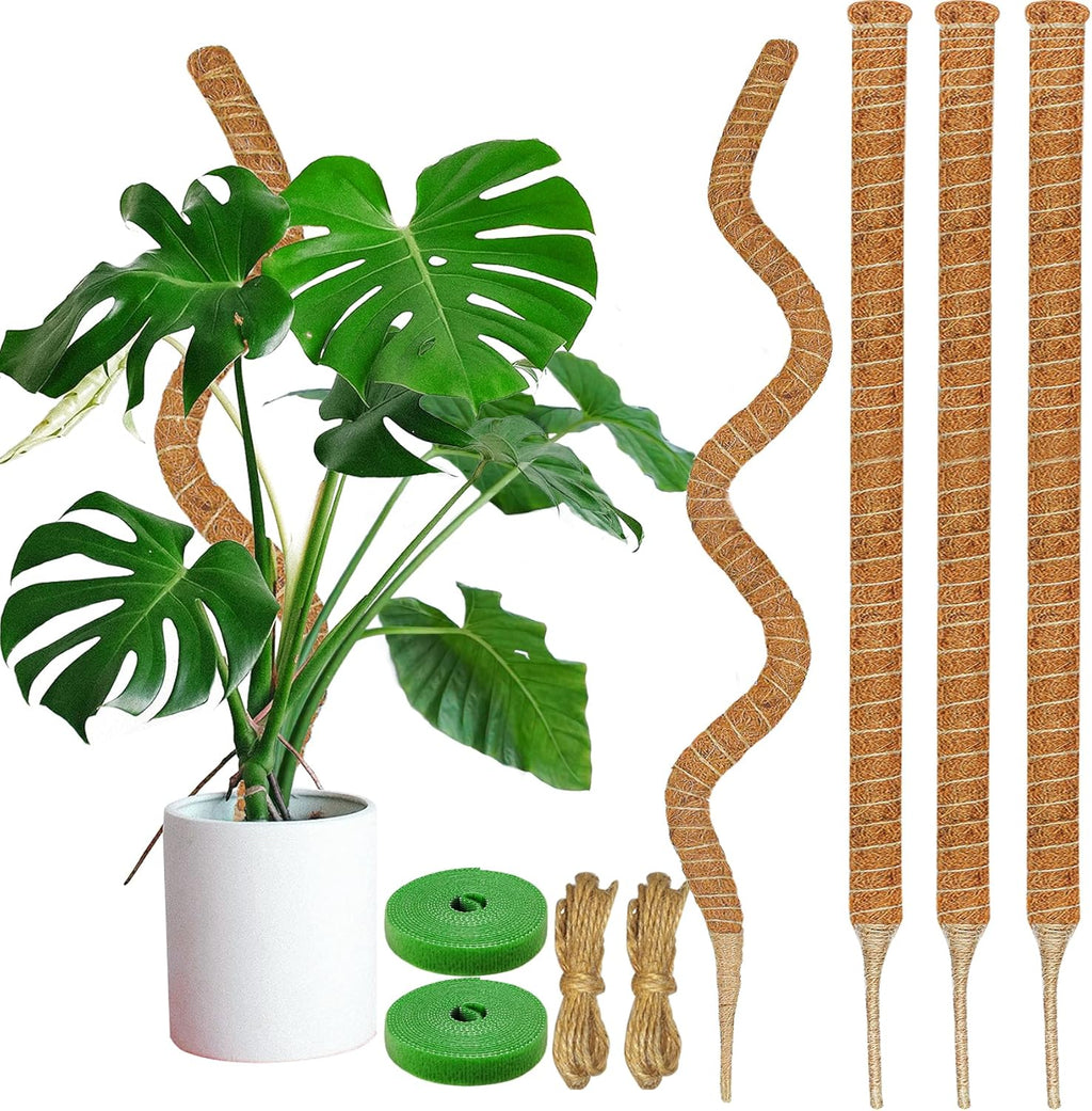 4 Pack Moss Pole, 63-Inch Moss Poles for Plants Monstera,Bendable Plant Support Stakes for Climbing Plants Indoor, Garden Trellis Plant Stick for Potted Plants, Pothos Philodendron