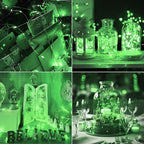 kolpop 30 Pack LED Fairy Lights Battery Operated, 7FT 20 LED Mini Twinkle String Lights Battery Powered Waterproof for Christmas Halloween Mason Jars Party (Green)