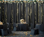 20ft x 10ft Black Tulle Photo Backdrop Curtain with Lights String for Parties Sheer Black Curtain Backdrop for Birthday Party Baby Shower Wedding Photo Booth Photography Background Decorations