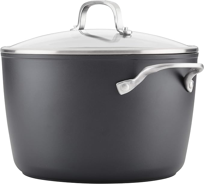 KitchenAid Hard Anodized Induction Nonstick Stock Pot/Stockpot with Lid, 8 Quart, Matte Black