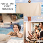 New Microfiber Waffle Bath Towels, 2 Pieces, Oversized, Soft, Absorbent, Fast Drying, Lint Free (Champagne)