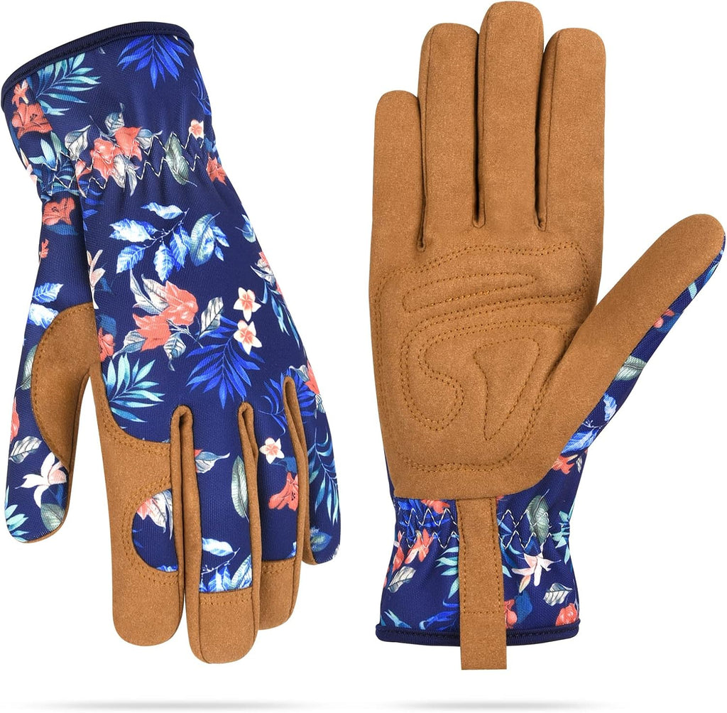 Womens Gardening Weeding Working Gloves, Leather Garden Glove for Women Thorn Proof No Stab for Digging, Planting,Pruning