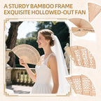 20pcs Personalized Wedding Fans for Guests - Custom Wooden Hand Fans with Names/Dates - Bulk Wedding Favors for Bridal Shower, Baby Shower & Parties (Wood, 20pcs)