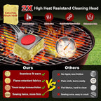 Grill Brush Bristle Free, BBQ Grill Brush for Outdoor Grill, Safe Steam Grill Cleaning Brush with Scraper, Replacement Sponge Heads, Non Metal Bristles for Cast Iron, Stainless-Steel Grates
