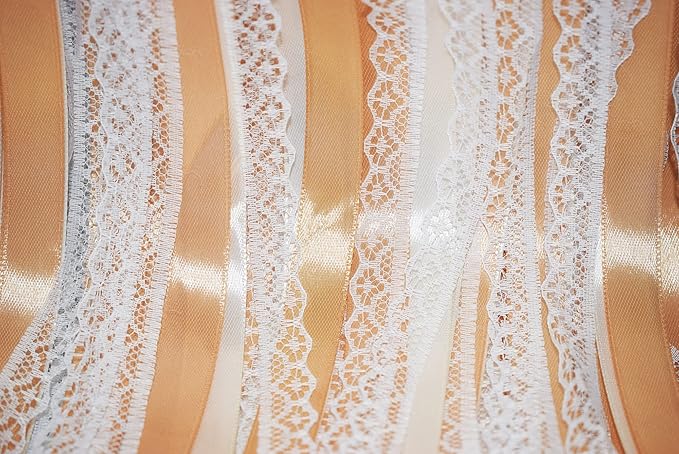 Kingsnow 100 Pieces Champagne Ribbon Wedding Wands Send Off Idea Ceremony Exit Ribbon Wedding Favor with Lace and Bell, Wedding Party Ribbon Streamers Fairy Wands Ribbon Bridal Wands