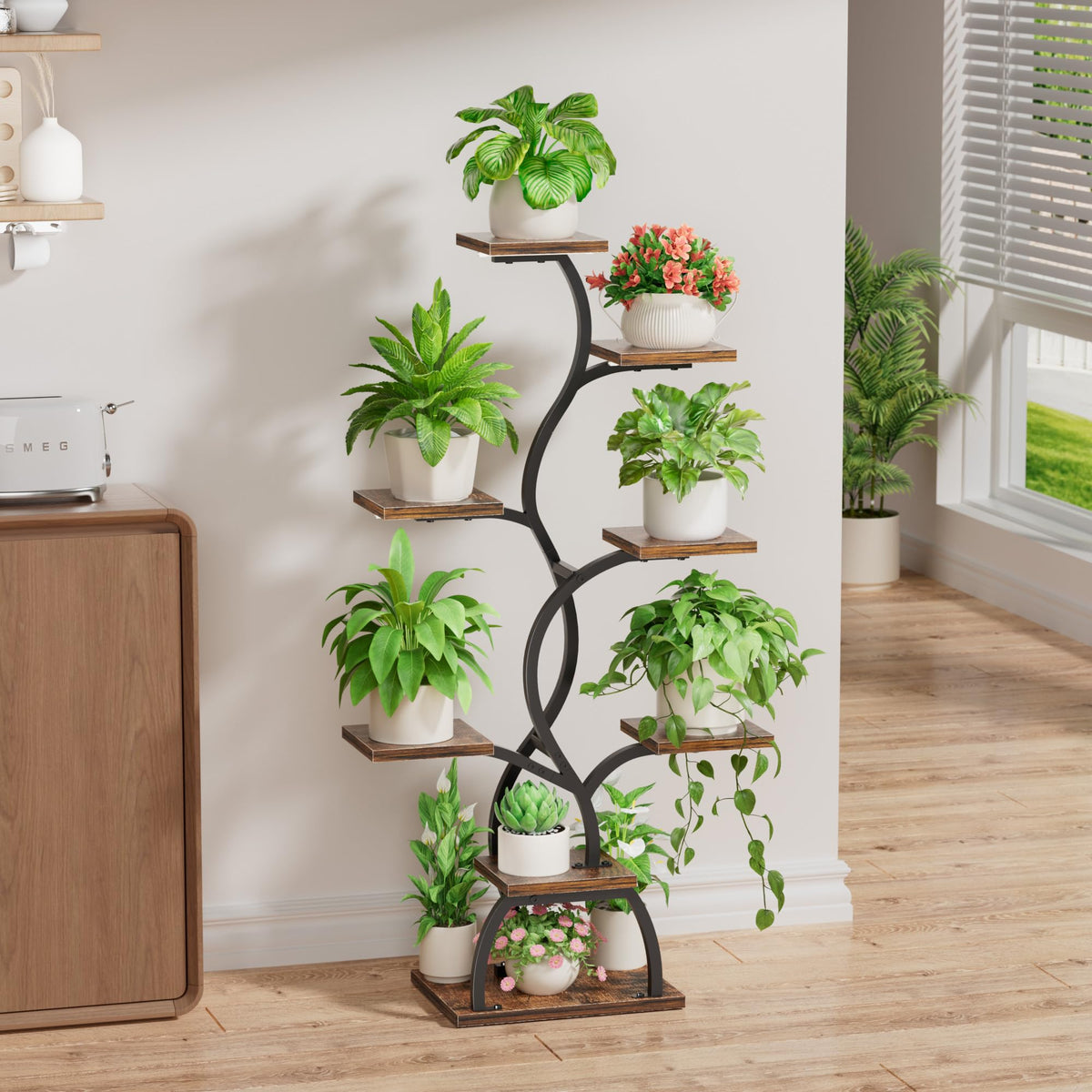 Plant Stand Indoor with Grow Light - 8 Tiered Corner Plant Shelf Indoor