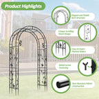 Trellume Garden Abor - 88"(H)*51"(L), Sturdy Metal Garden Arch with Rust-Resistant Finish, Trellis for Climbing Plants Outdoor, Ideal as Wedding Arches for Ceremony（20MM Pipe）