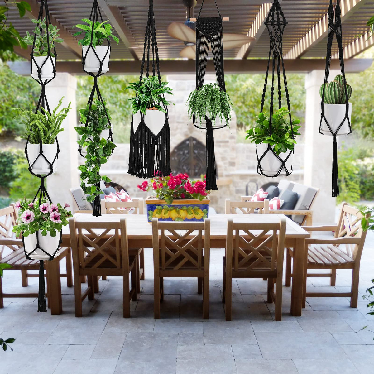 SFENNGPET Macrame Plant Hangers, 6Pack Hanging Planters for Indoor Plants