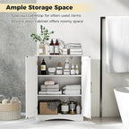 Tangkula Bathroom Floor Storage Cabinet, 31.5" H Freestanding Pantry Cabinet with 2 Doors and Adjustable Shelves, Kitchen Cupboard for Living Room, Dining Room, Bathroom (White, 31.5" H)