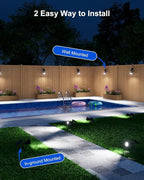 4 Pack Solar Spotlights Outdoor Waterproof for Tree, Statue, Flower, Pot, Bush, Wall, Bright LED Outside Landscape Flood Lights for Security Uplighting Yard, Garden, Driveway, Walkway, House, Fence