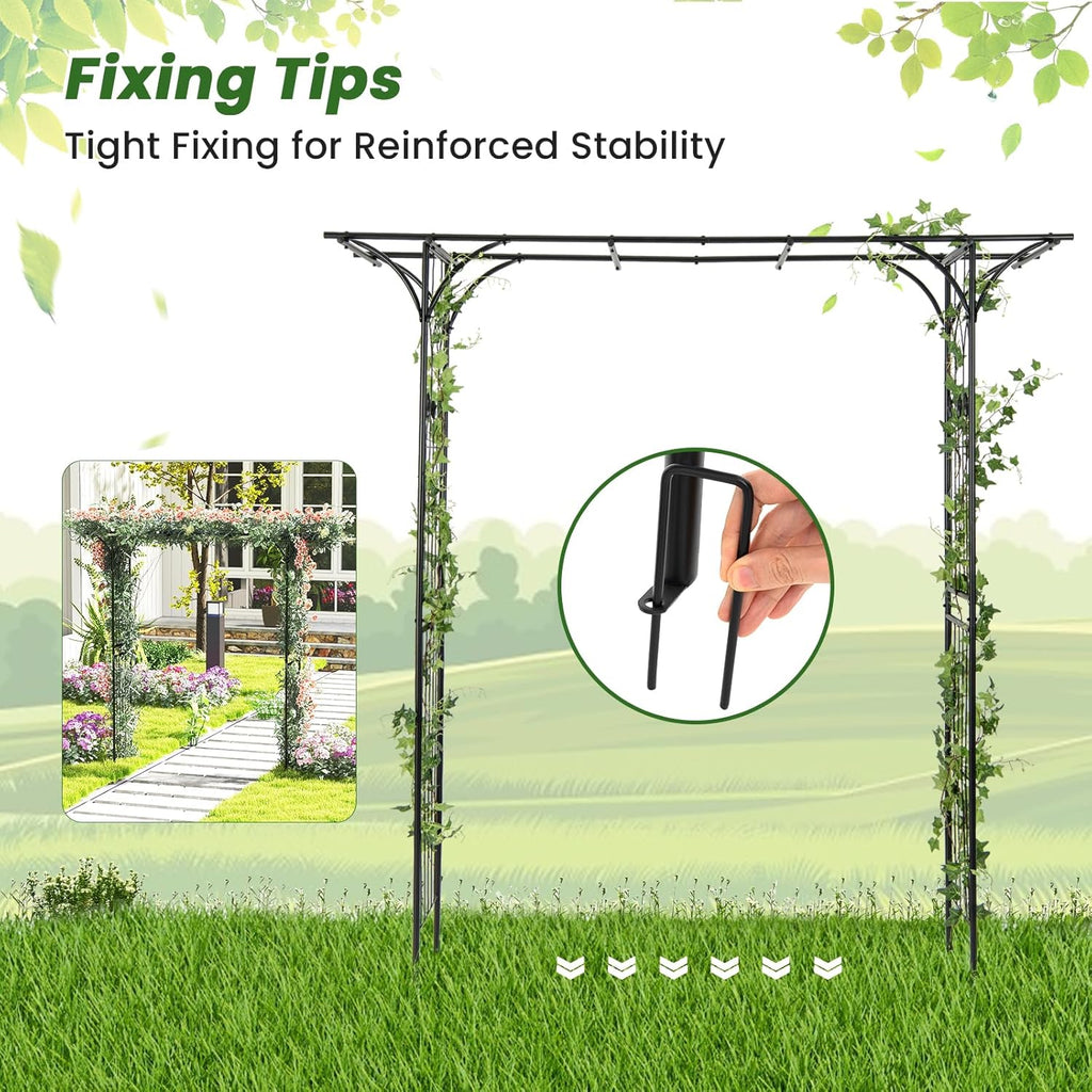 SAFSTAR 81-Inch Garden Arch, Metal Arbor Archway for Climbing Plants, Decorative Lawn Arbor, Heavy-Duty Arch Trellis for Climbing Plants Outdoor Wedding Ceremony Party Backyard